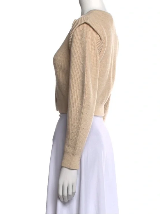 Self-Portrait Cream Ribbed Knit Cardigan - Picture 2 of 3